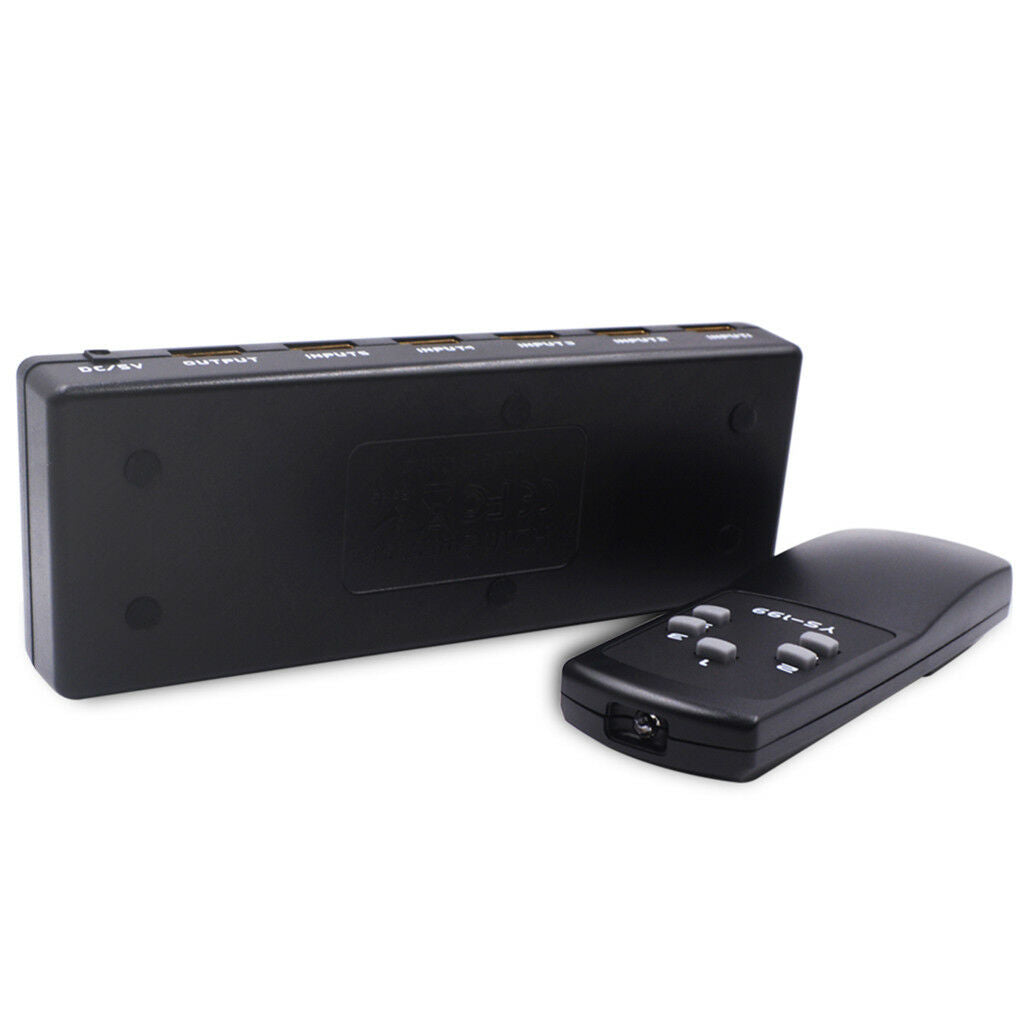 1080P   Switch 5Ports Switcher Selector Remote Splitter Box for HDTV DVD