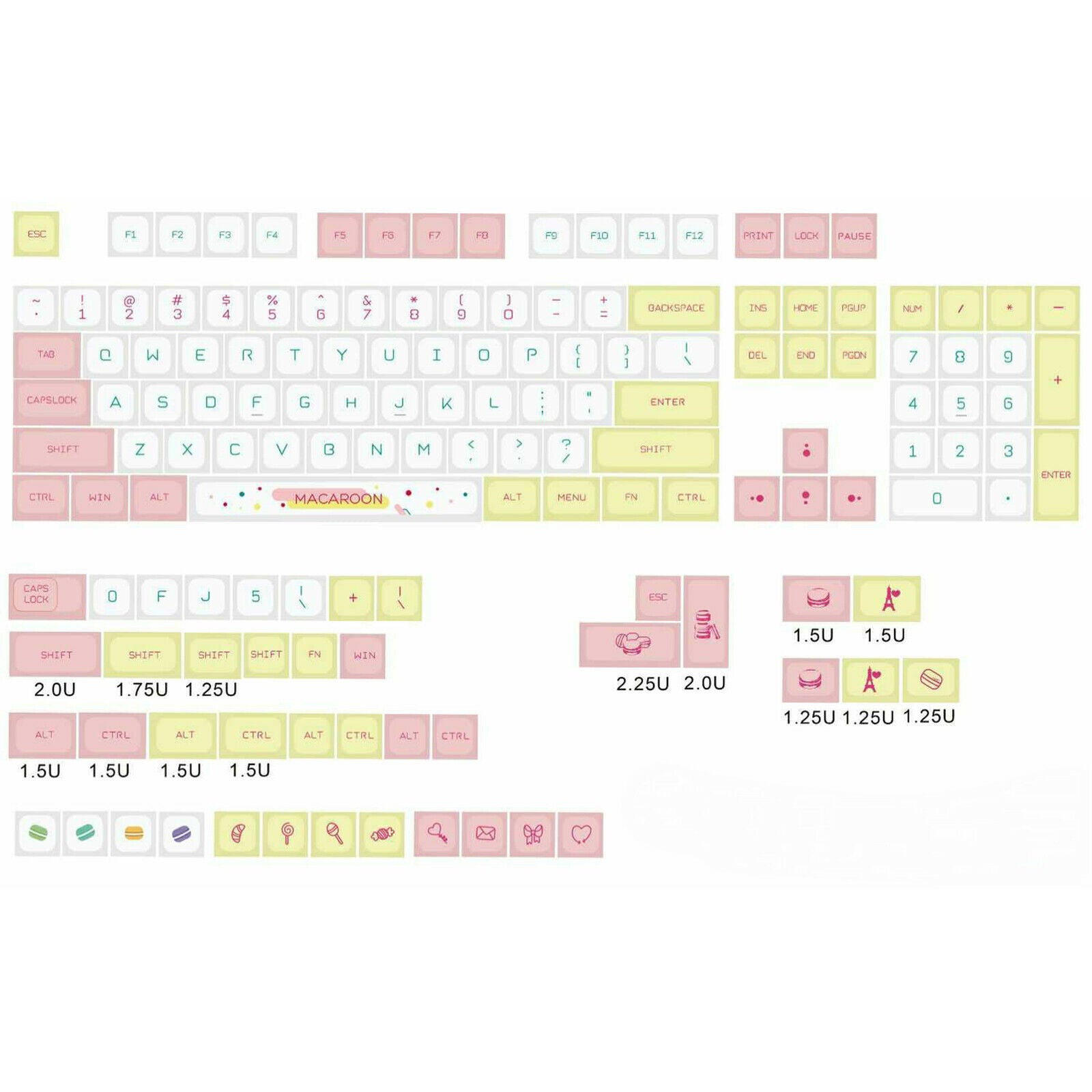 Macaron Buttons Cap Kit XDA QX Key Cap PBT 146 Buttons Spare Parts for Keyboard