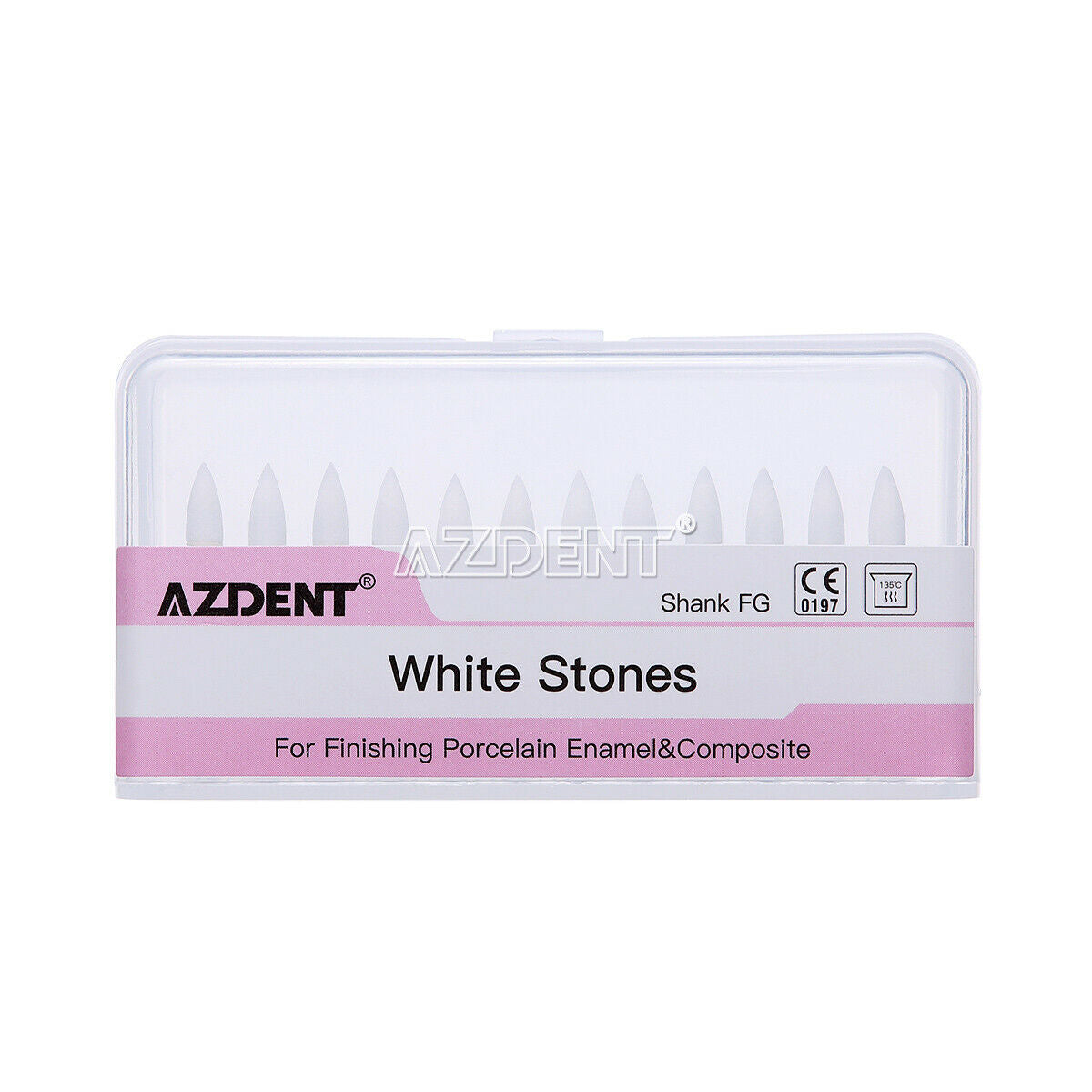 10X Dental Polishing Burs Flame Mounted White Stone FG Abrasion Bur FL-2
