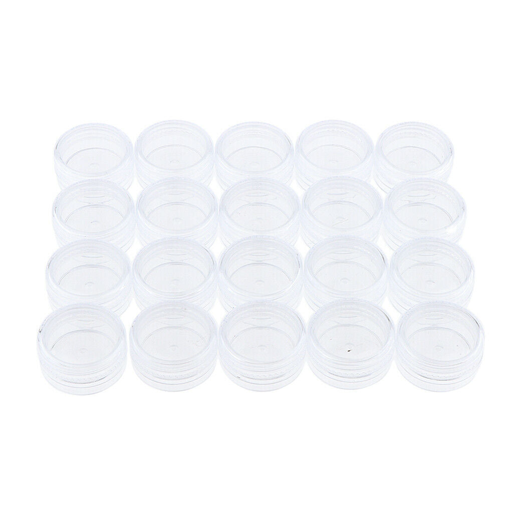 20 Pieces 3 Gram Empty Plastic Cosmetic Containers, Clear Round Sample Pot Jar