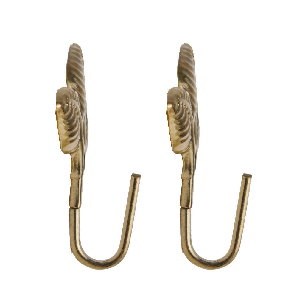2pcs Sheet Curtain Drapery Tiebacks Door Wall Hat Hook Holder Hanger Golden