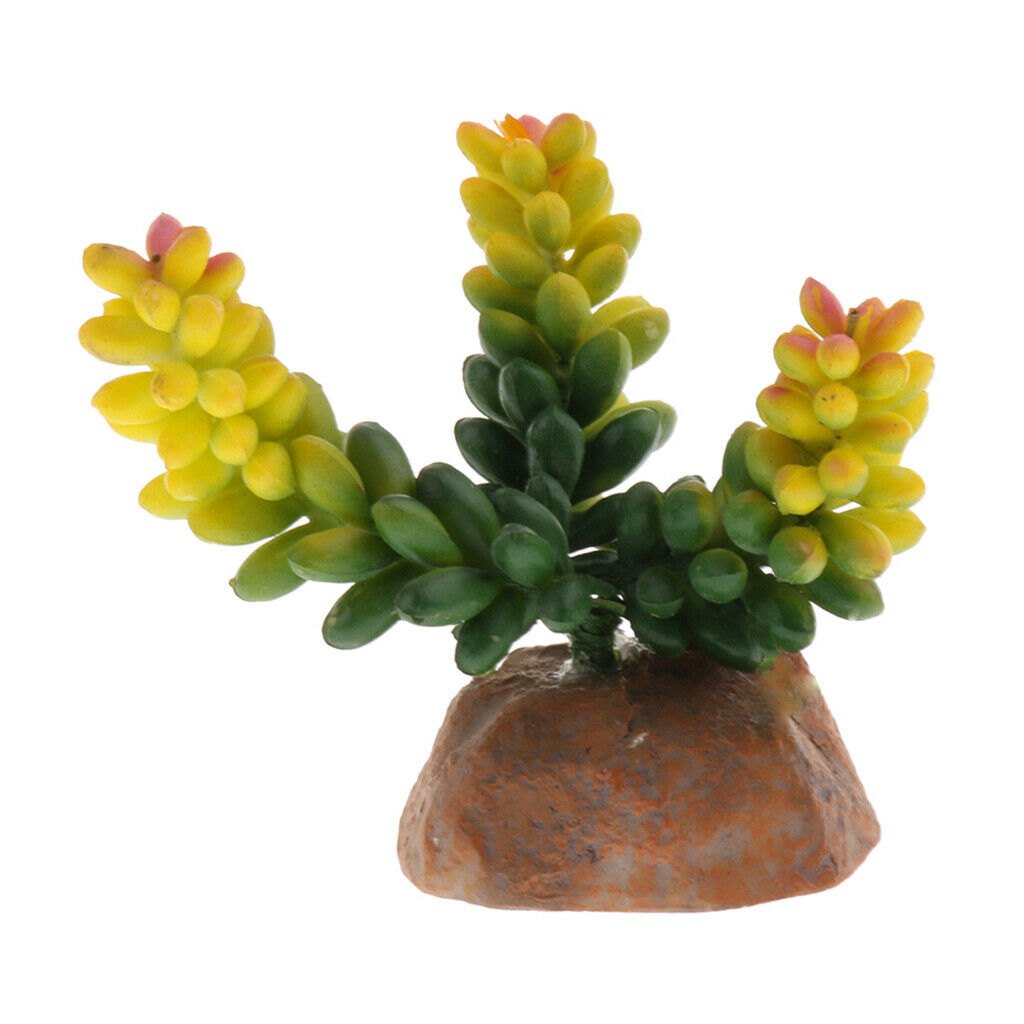 Set of 2, Natural Looking -Artificial Bamboo Leaves & Succulent Aquarium Plant