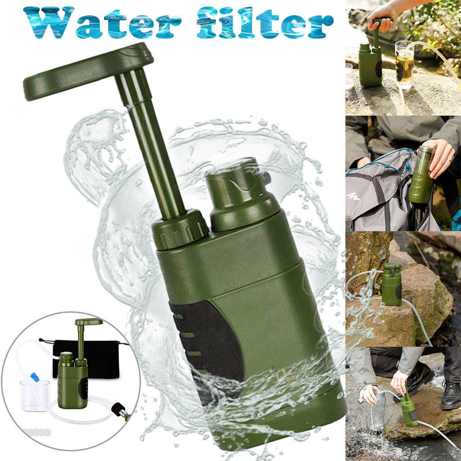 Compact Survival Water Filter Purifier Filtration System Emergency Gear