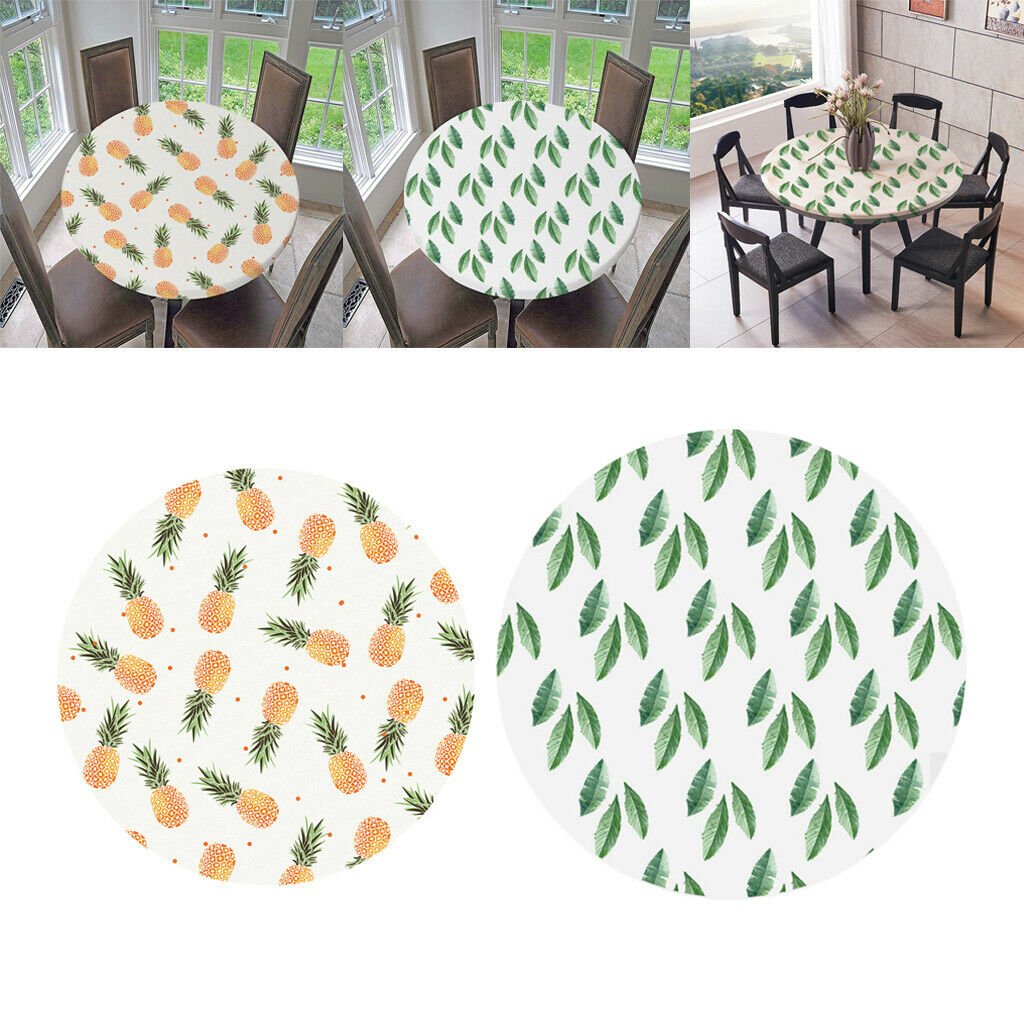 2x Non-Slip Tablecloth Washable Round Table Cover Cloth Home Party 48'' 60''