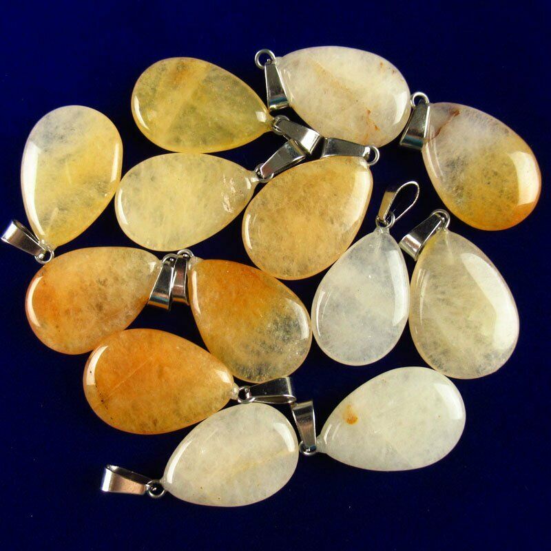 10pcs 27x16x6mm Natural Yellow Aventurine Teardrop 38g Pendant Bead A-132SK