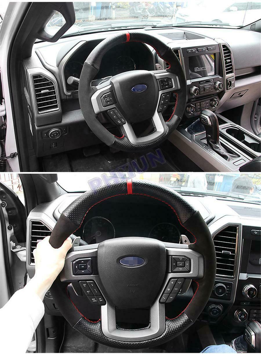 Hand Stitch Car Steering Wheel Cover For Ford F-150 2015-17 King Ranch Platinum