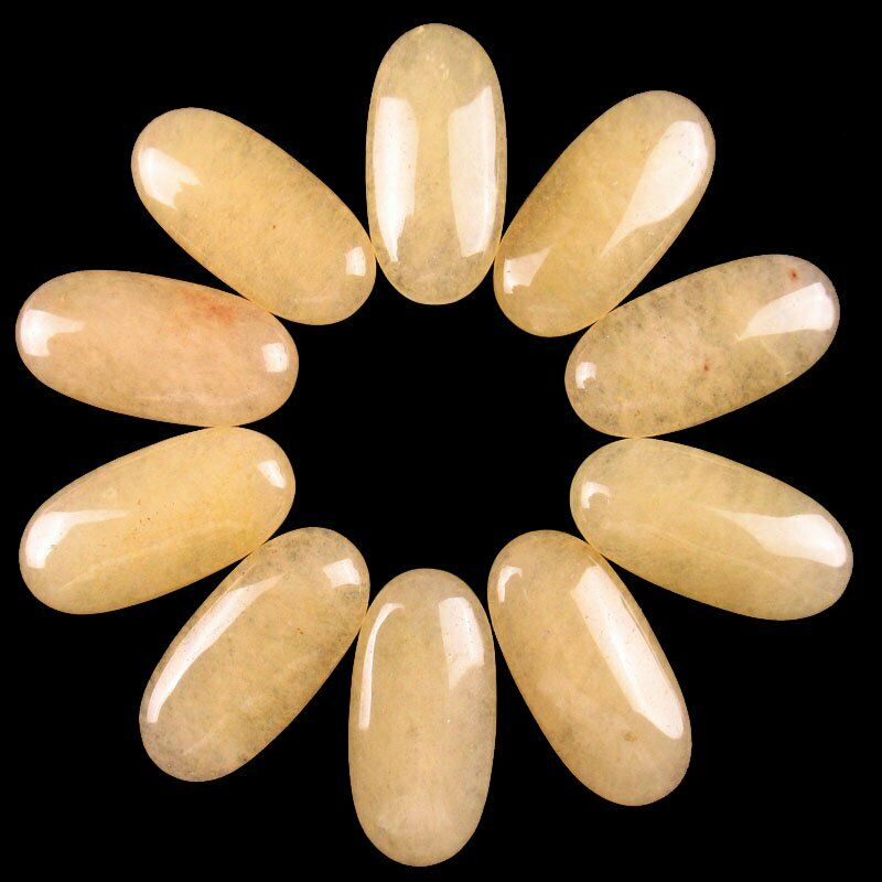 8pcs 30x15x6mm Natural Yellow Aventurine 34g Oval Cab Cabochon A-302JM