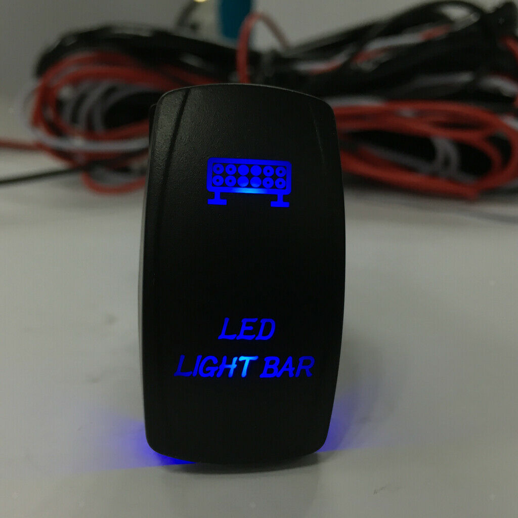 LED Light Bar Rocker Switch Blue Light ON-OFF For 12V/24V Vehicles