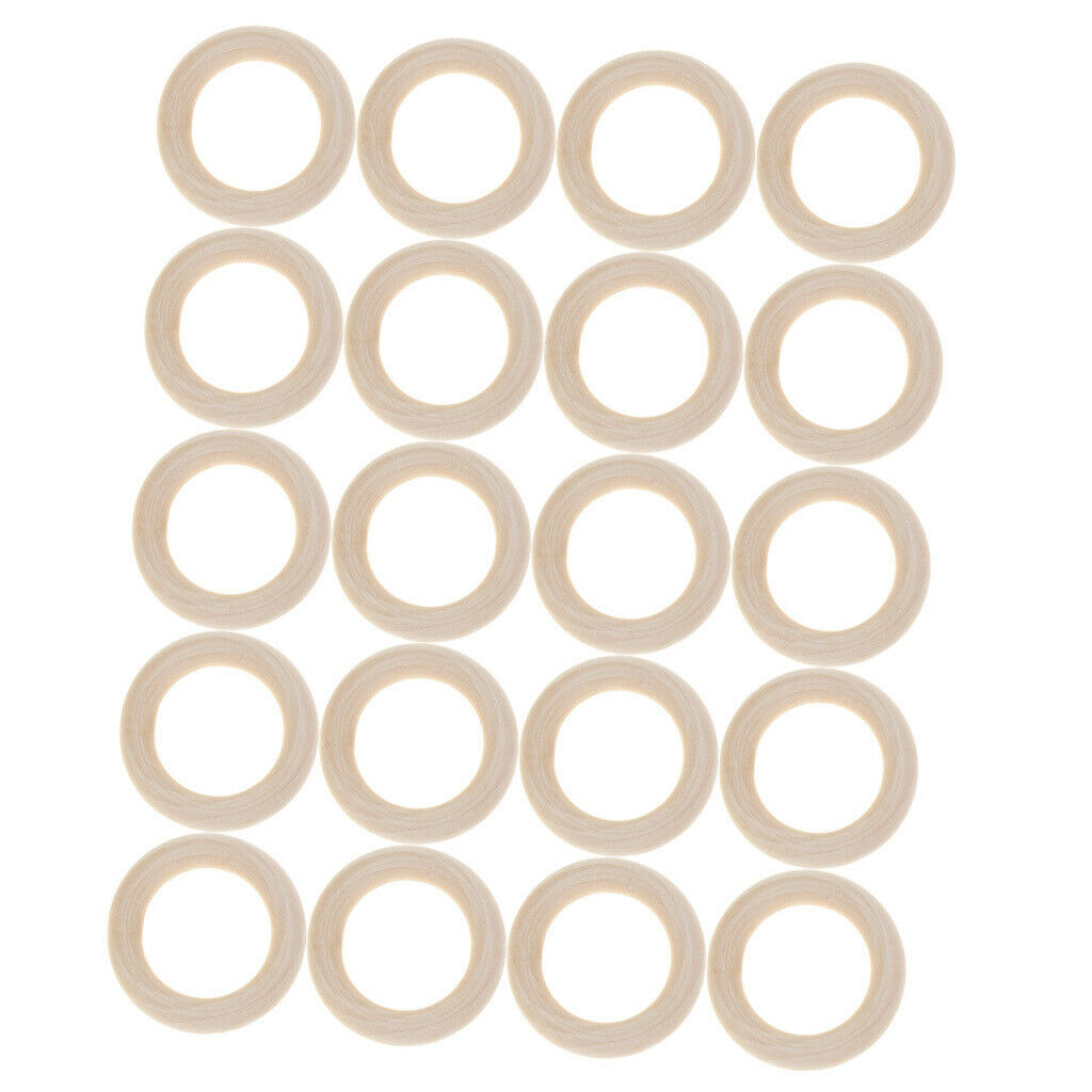 20x 70mm + 20x 45mm Natural Wood Wooden Rings for Baby Teethers Teething