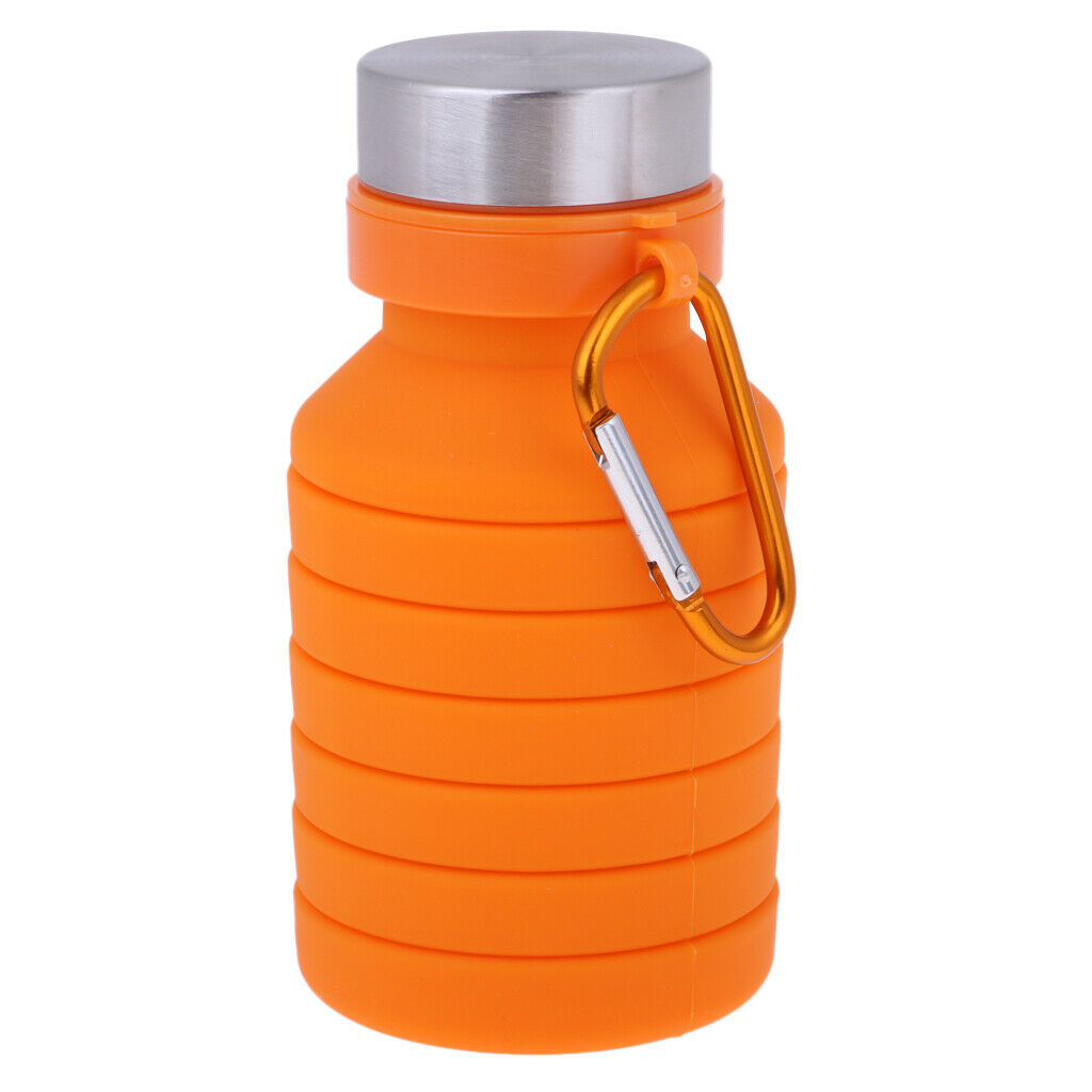 550ml Sports Silicone Foldable Collapsible Water Bottle Camping Travel