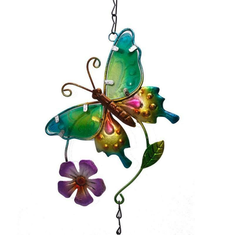 2pcs Indoor Outdoor Metal Wind Chimes Butterfly Painted Ornaments Window Pendant