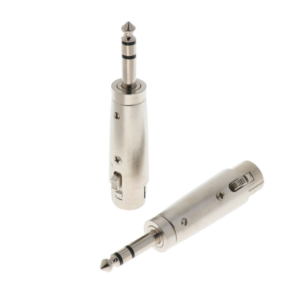 2 Pcs XLR Female to 6.35mm Stereo Sound Male Plug Audio Converter Adapter