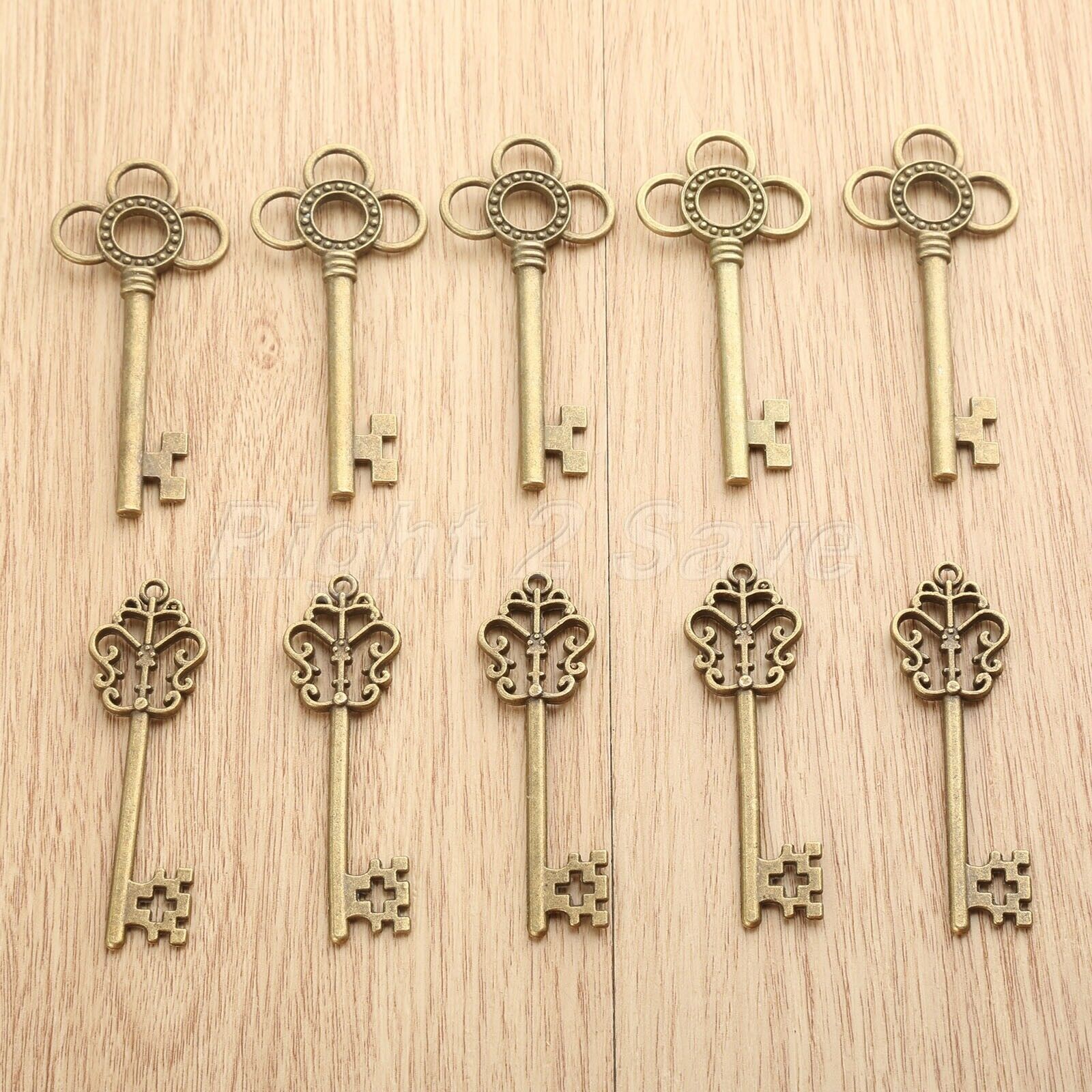10pcs 2 Style Skeleton Key Charms Pendants Gift Jewelry Findings Wedding Favors