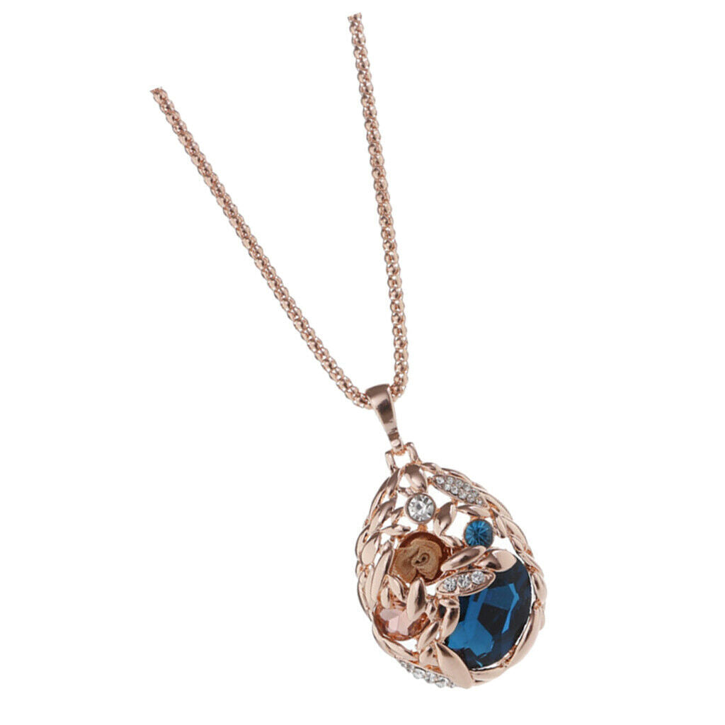 Rhinestone Waterdrop Oval Ball Pendant Necklace Fashion Jewelry Lady Girls
