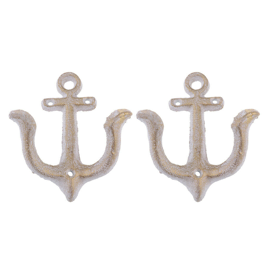 2 Pcs Wall Hook Bathroom Bedroom Heavy Duty Coat Hook Rack Hanger White