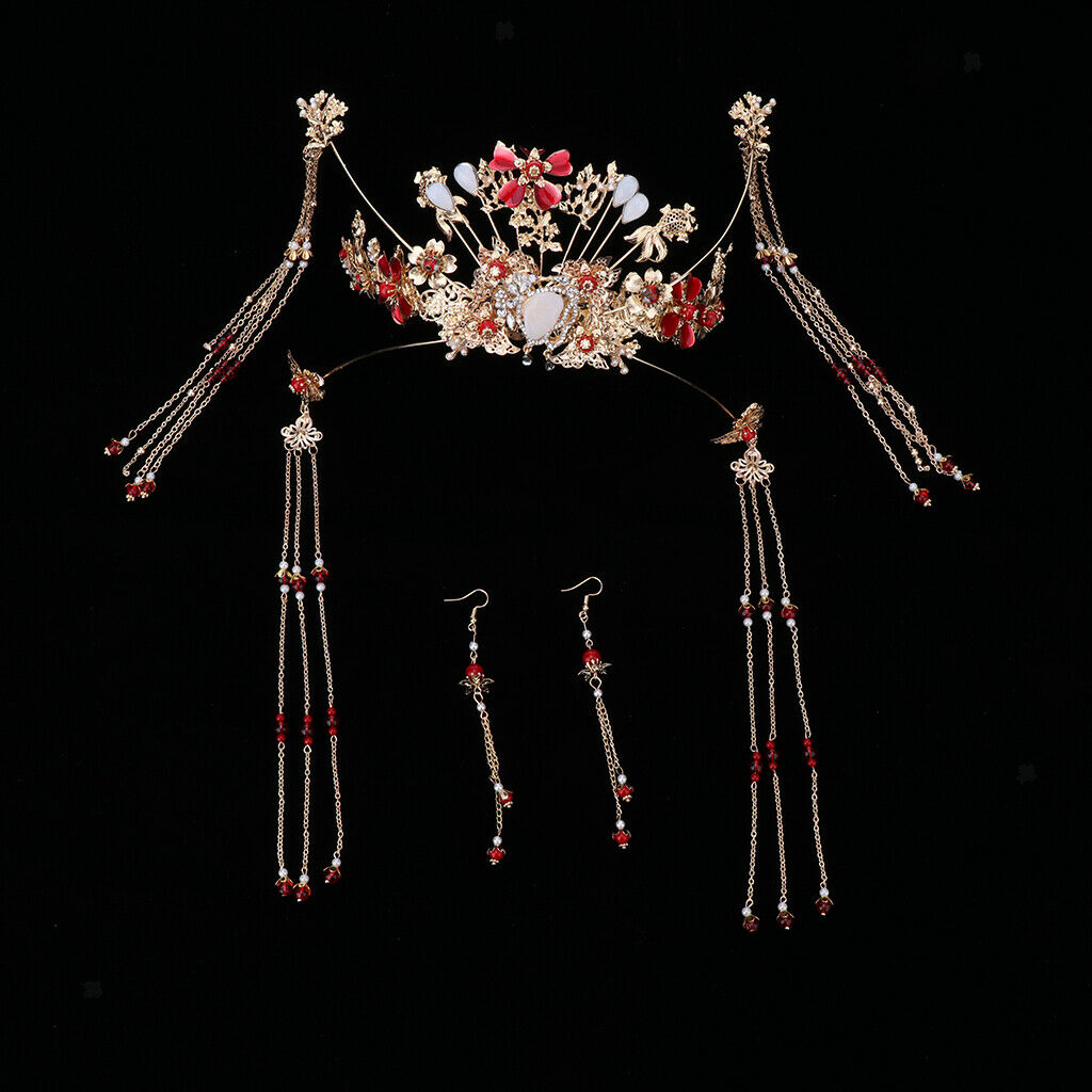 Handmade Chinese Style Wedding Bridal Hair Jewelry Hairpin Earring Set