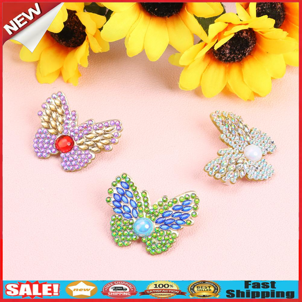 3pcs DIY Butterfly Full Drill Diamond Brooch Women Elegant Sweater Badges @