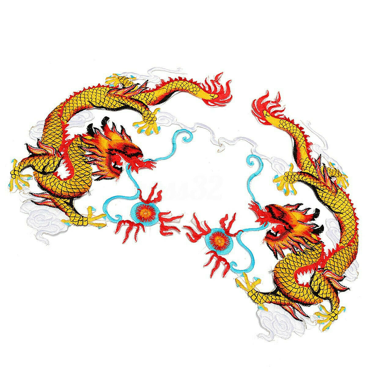 1 Pair Chinese Dragon Embroidered Patches Animal Sew or Iron on Patches Applique