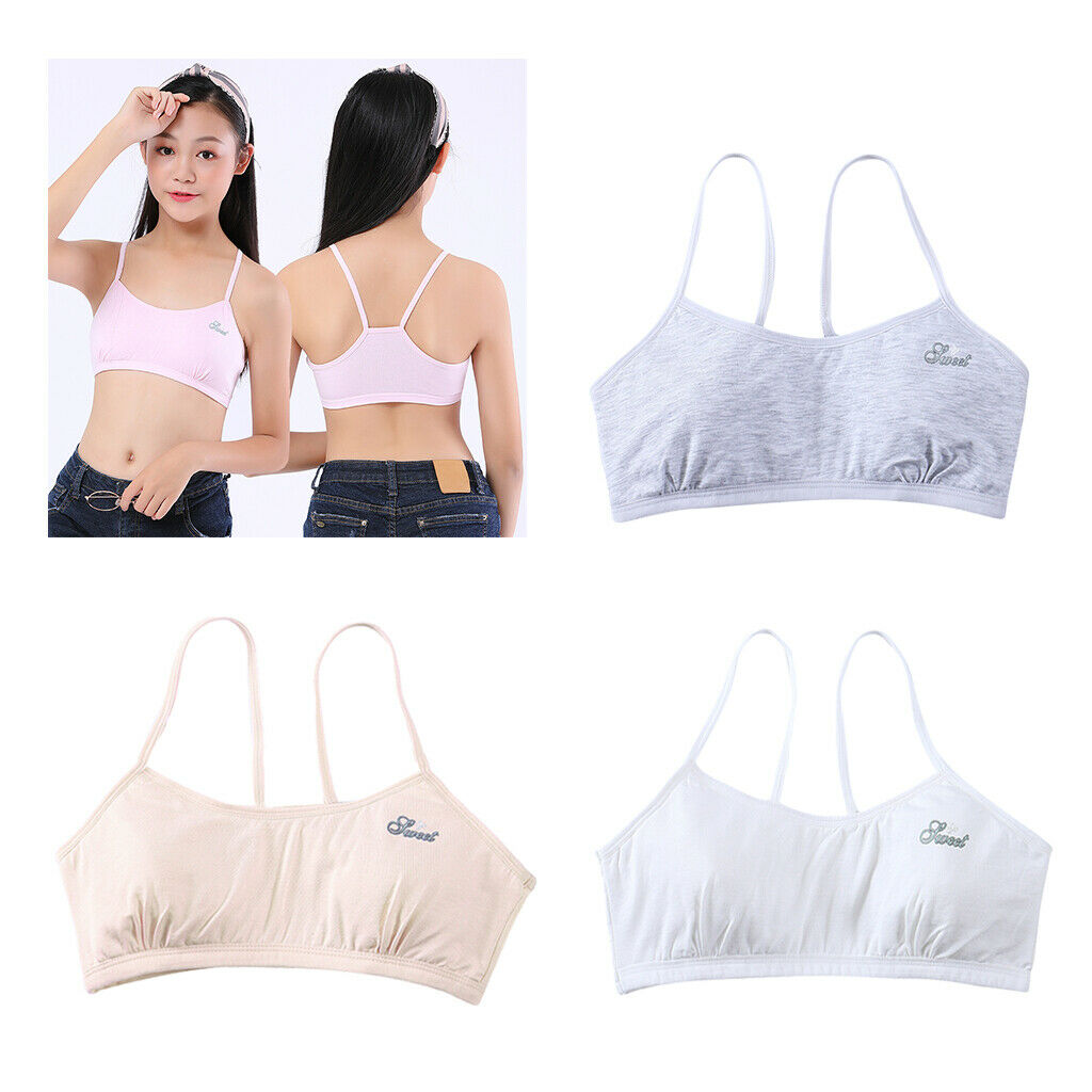3 Pack Girl Soft Breathable Bra No Rims Training Vest Seamless Puberty Bra