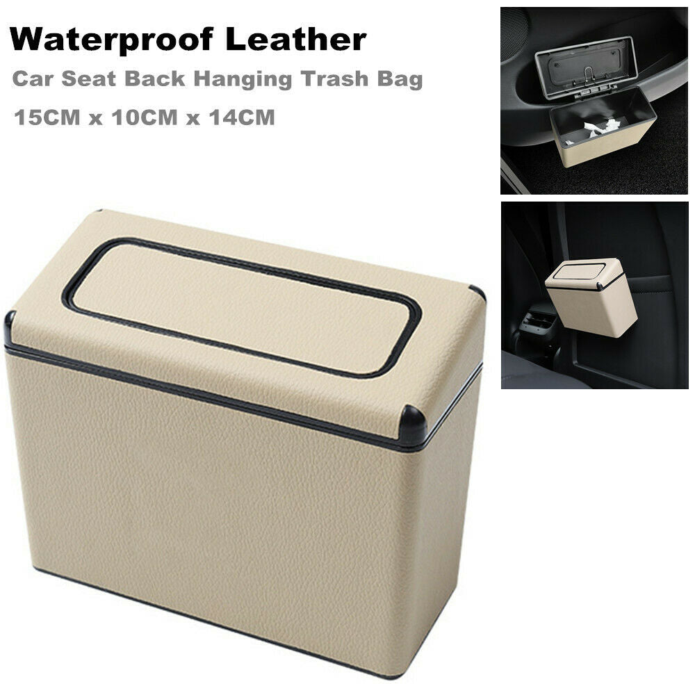 1PCS Car Leather Door Seat Back Hanging Trash Bag Garbage Case Can Waterproof
