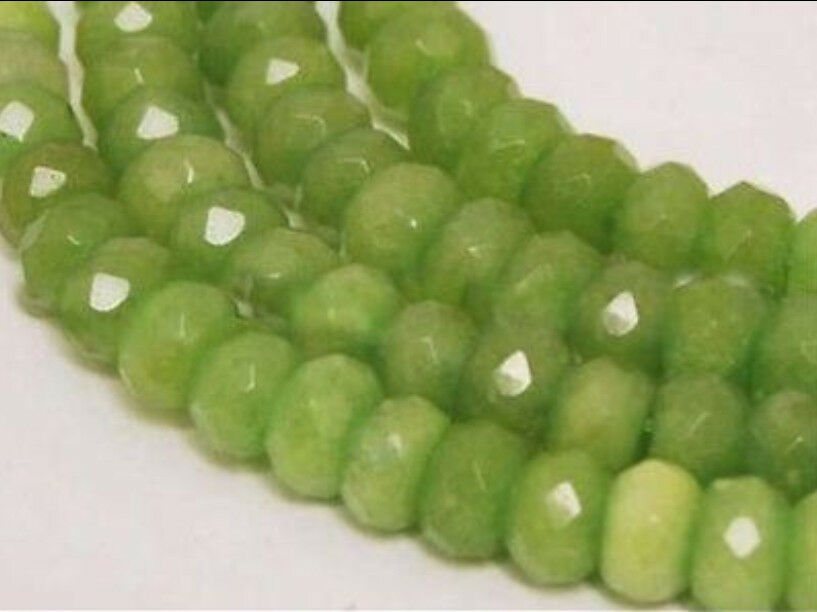 Wholesale 4 Strands 5x8mm Faceted Peridot Abacus Gem Loose Beads 15"