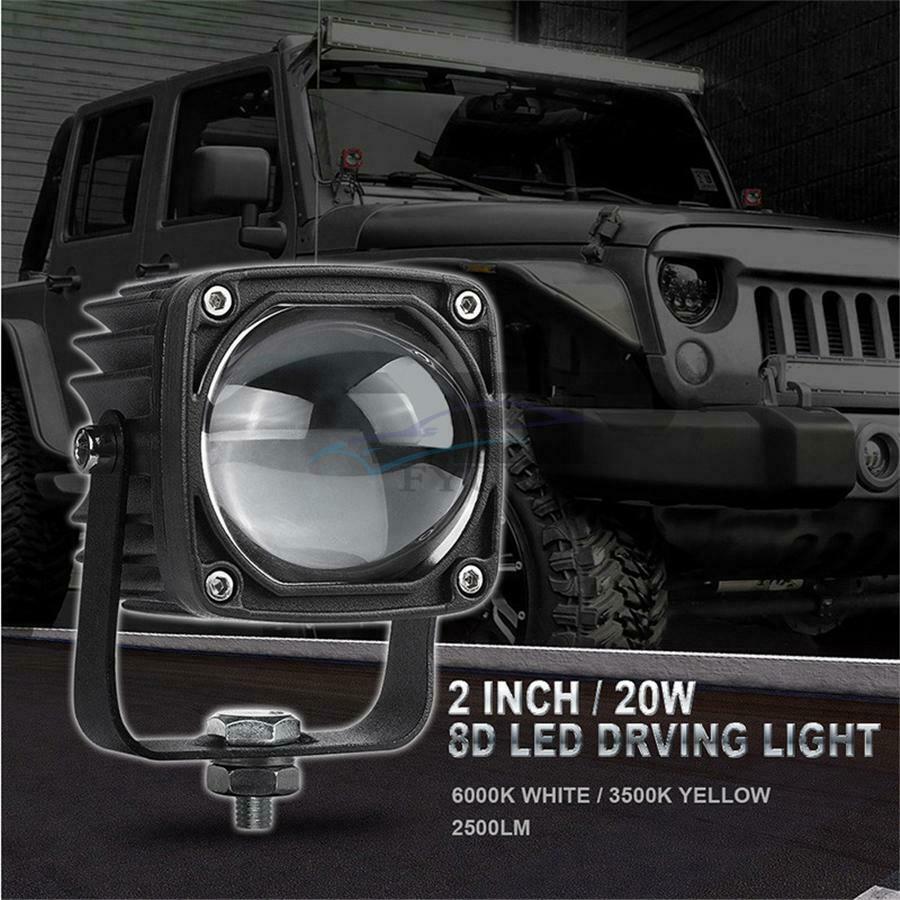 1Pair 20W 10-30V Waterproof 8D HD Lens LED Work Driving Light For Car Truck Boat