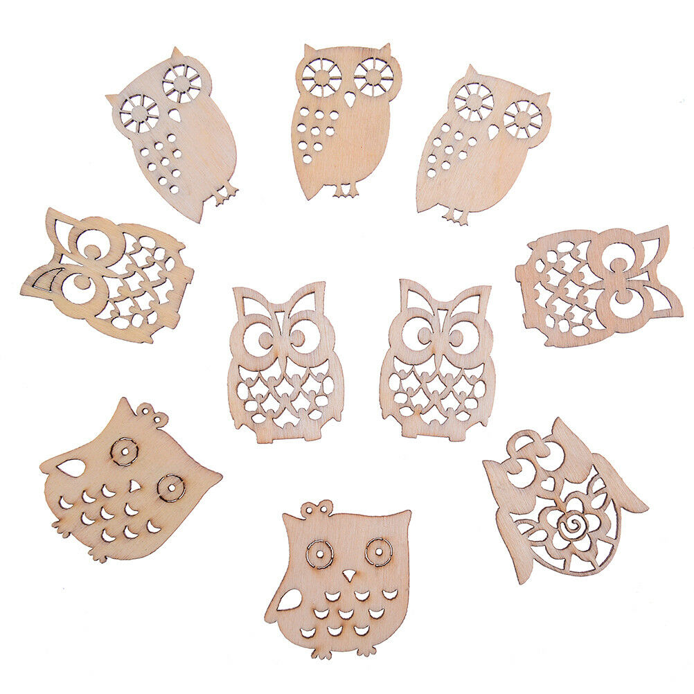 Sewing scrapbooking accessories mix natural owl shape wooden crafts handJ JfBDA