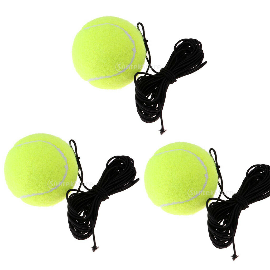 3x Tennis Training Ball W/ Elastic Rope Ball On String Trainer Practice Exercise
