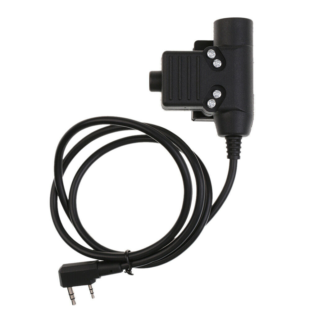 2 Pin Plug   U94 Headset Cable Adapter & PTT for Kenwood Radios