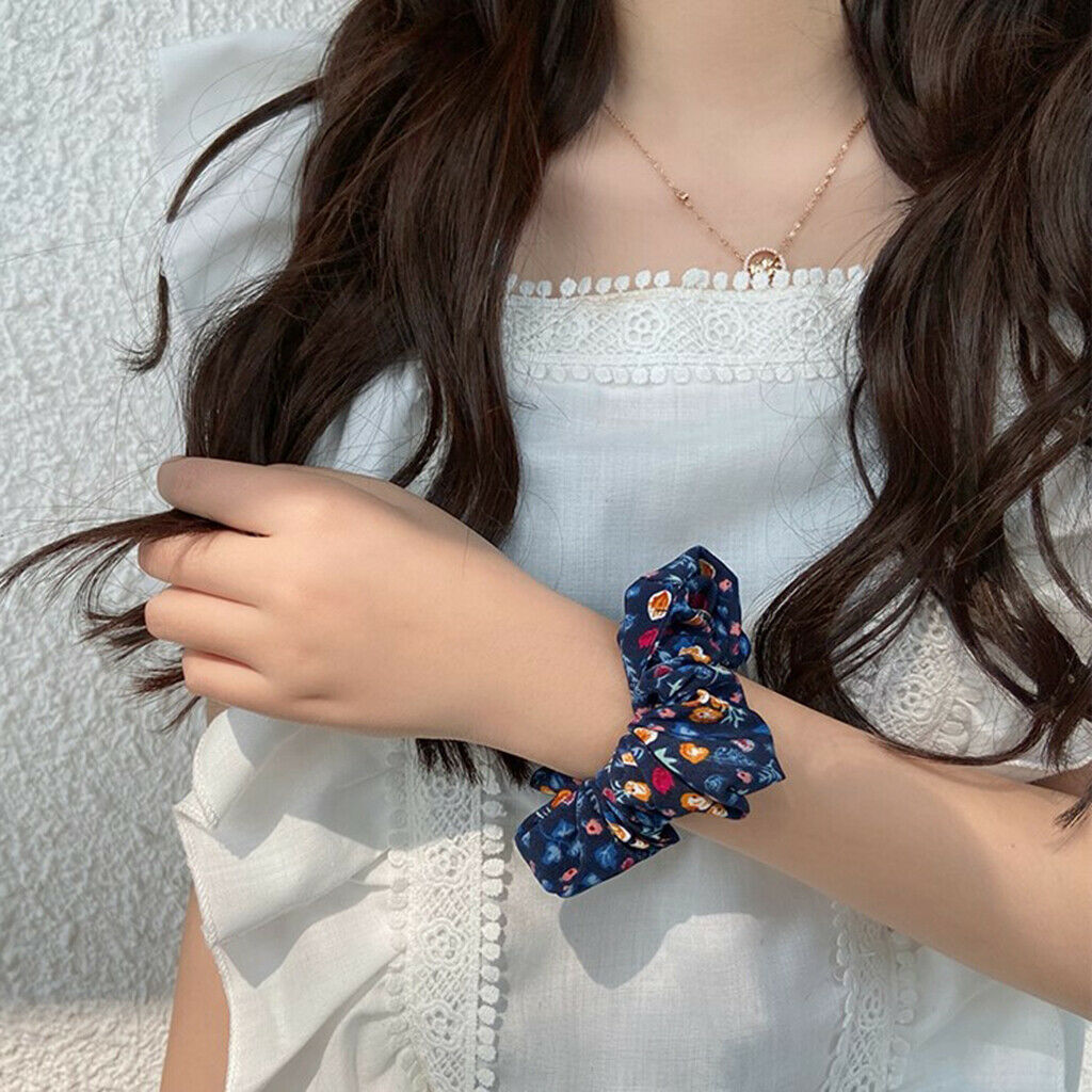5Pcs Womens Flower Hair Scrunchies Assorted Stretchy Hair Rope Ties Updo