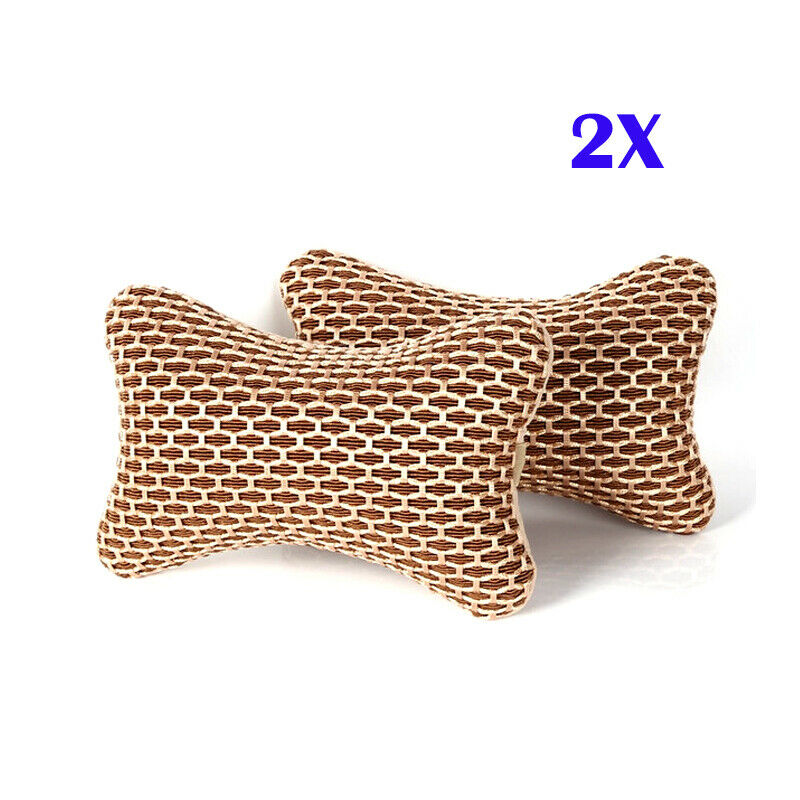 2PCS Summer Ice Silk Car Pillows Headrest Neck Cushion Support Pad Relaxing
