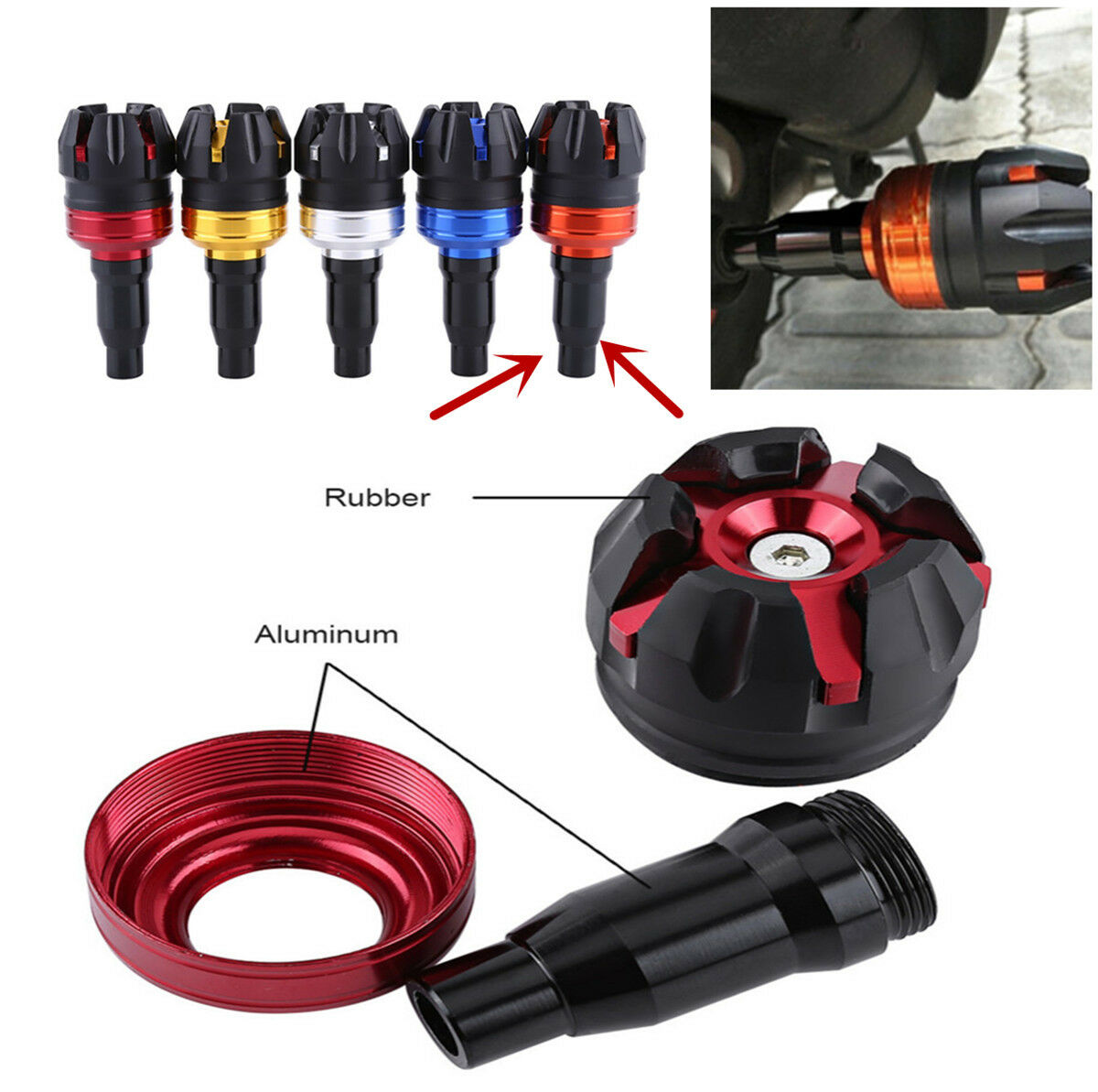 1x Aluminum Alloy+Rubber Motorcycle Fall-proof Lever Protector Slider Anti Crash