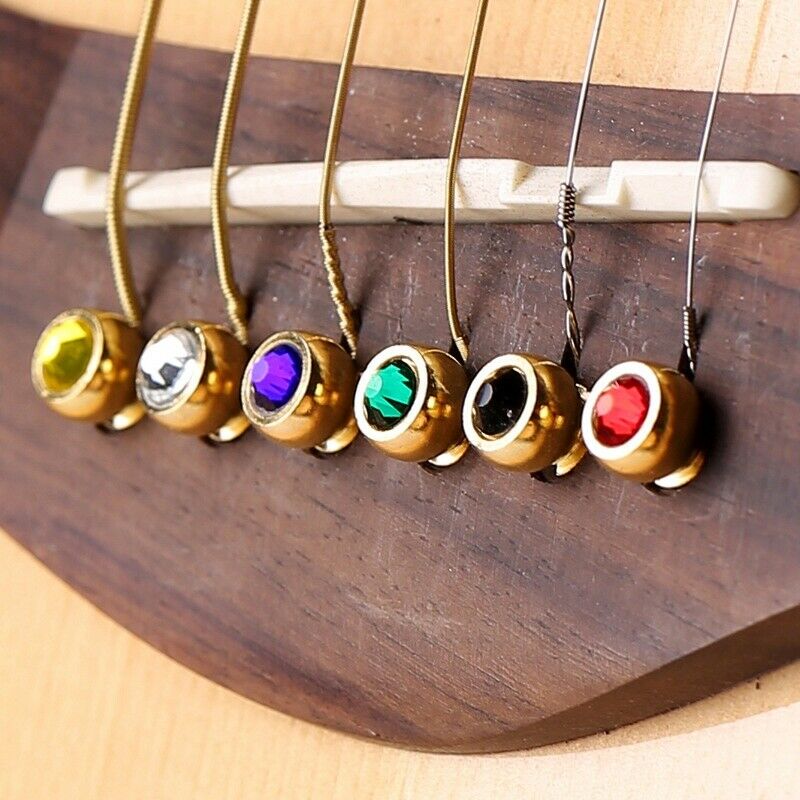 Abalone Ebony Guitar Bridge Bone Pins Set For Acoustic Guitar String Pegs x6