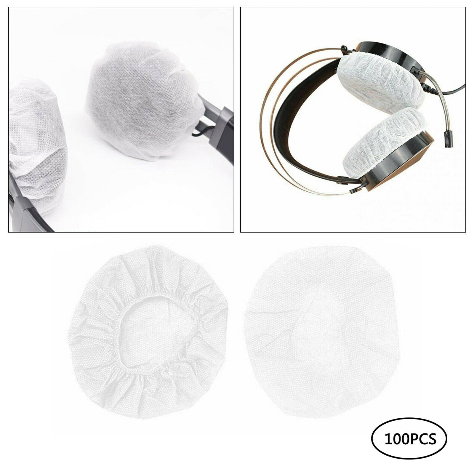 2Pairs Medium Non-Woven Fabric Disposable Headphone Covers/Earphone Covers/Ear