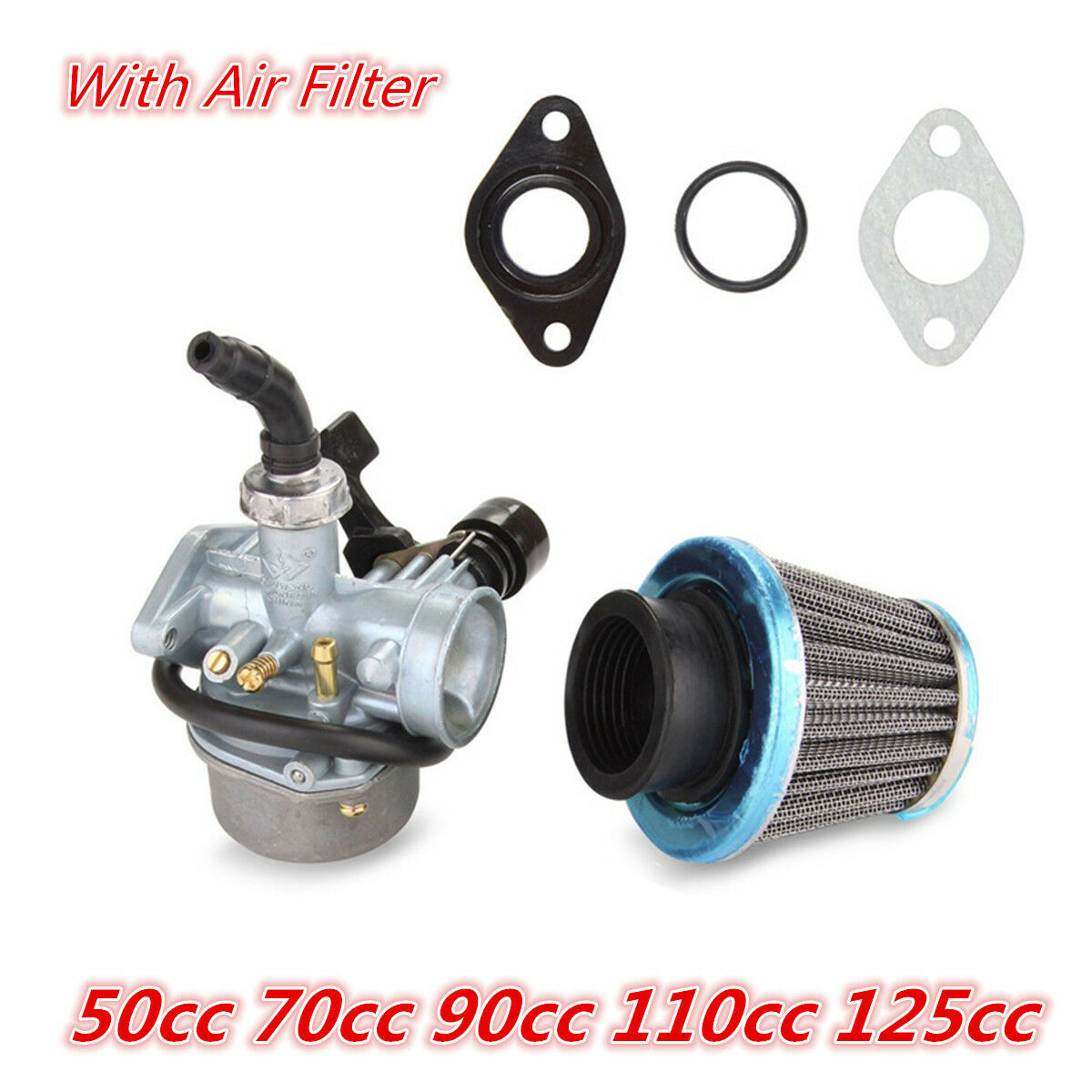 19mm Carb 50cc 70cc 90cc 110cc 125cc ATV Dirt Bike Go Kart Carburetor+Air Filter