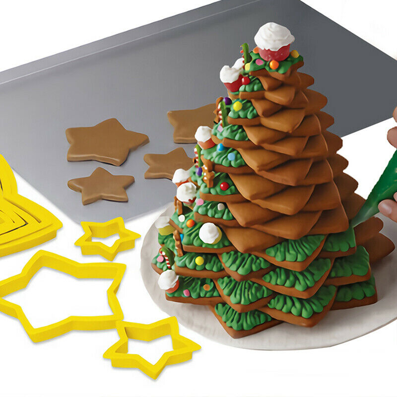 6Pcs/set Christmas Tree Cookie Cutter Stars Shape Cake Biscuit Cutter Mo.l8