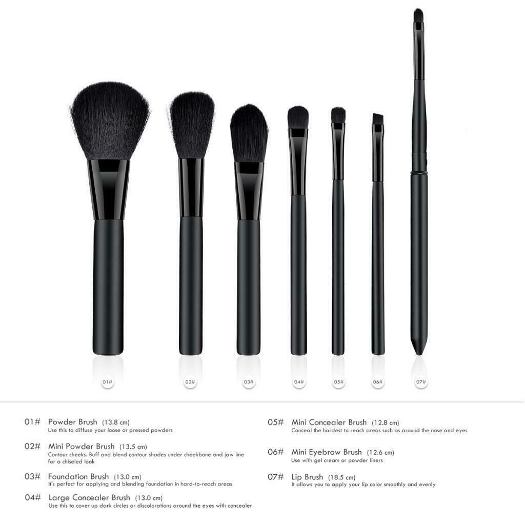 Makeup Brushes Set Concealer/Lip/Eyebrow Line/Powder/Foundation Brush Tool Black