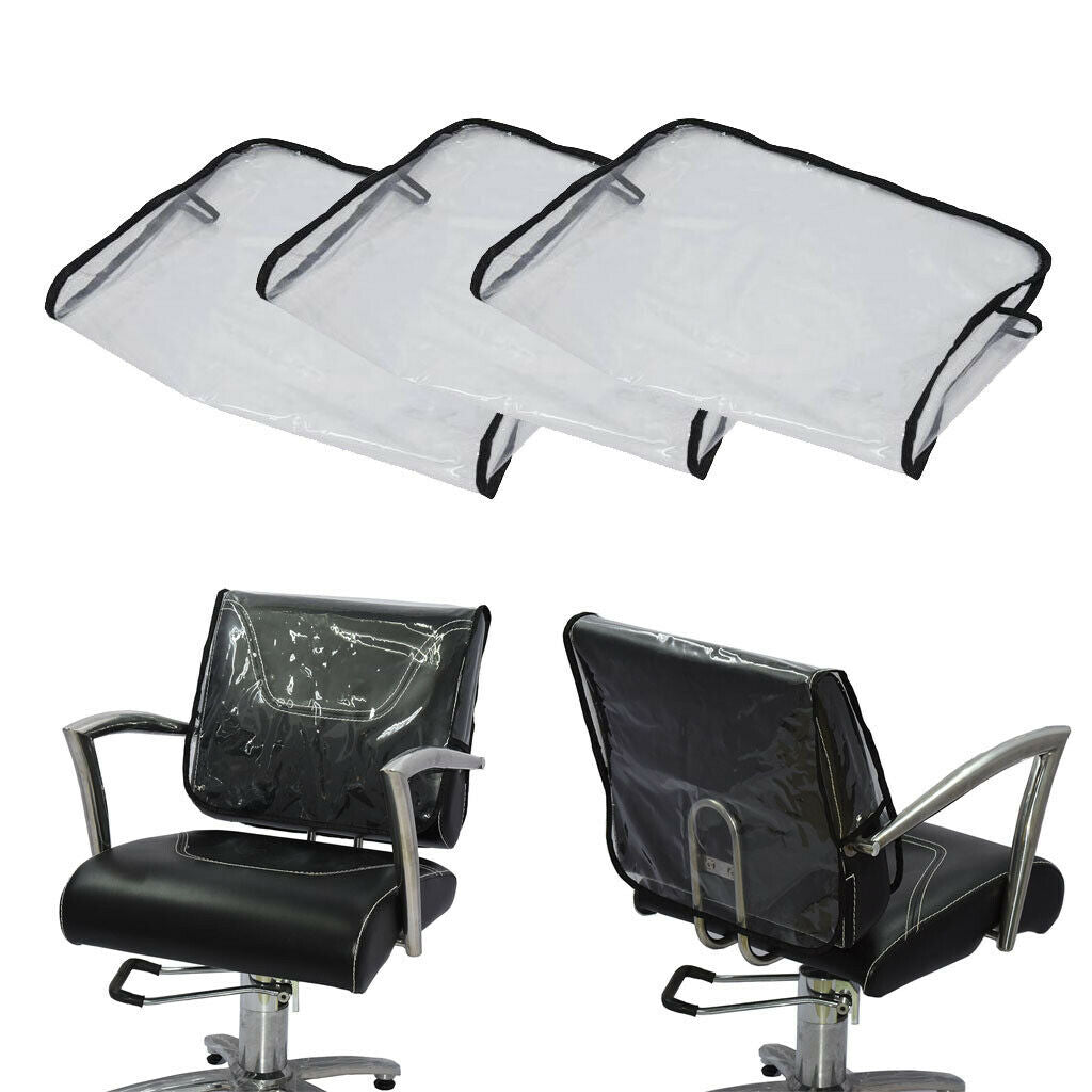 3x Barber Chair Back Covers Salon Spa PVC Vinyl Cover Waterproof Clear