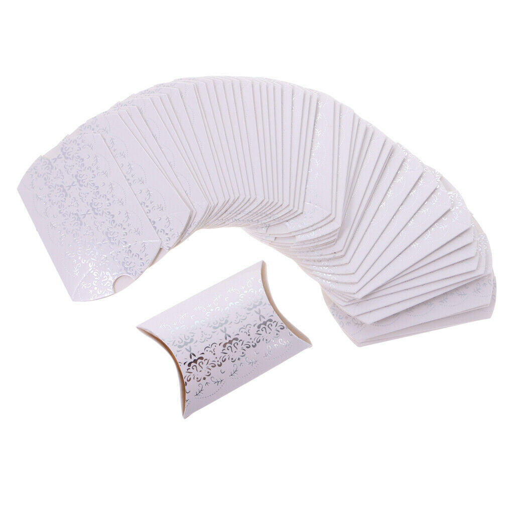 50pcs Pillow Shape Flower Candy Boxes Gifts Wedding Favors