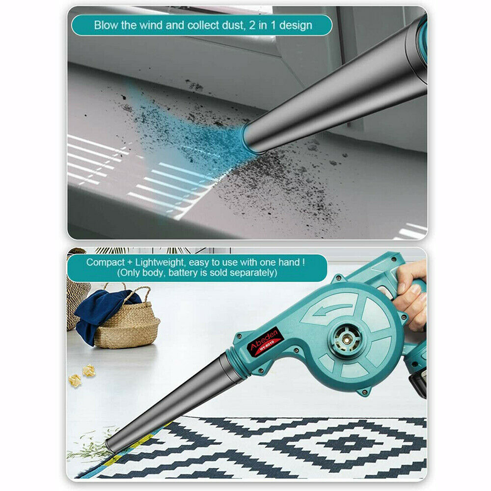 Blue Cordless Leaf Dust Blower Vacuum Air Blowing Power Tool For Makita 18V
