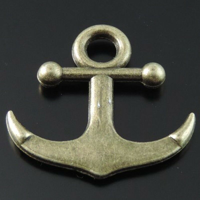 30x28x4mm Antiqued Bronze Bracelet Charm Anchor Alloy Pendant DIY Craft 10 pcs