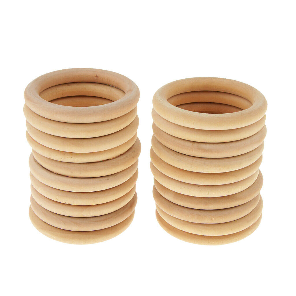 20Pcs Natural Wooden Rings for Craft Pendant Connectors Jewelry Making 80mm