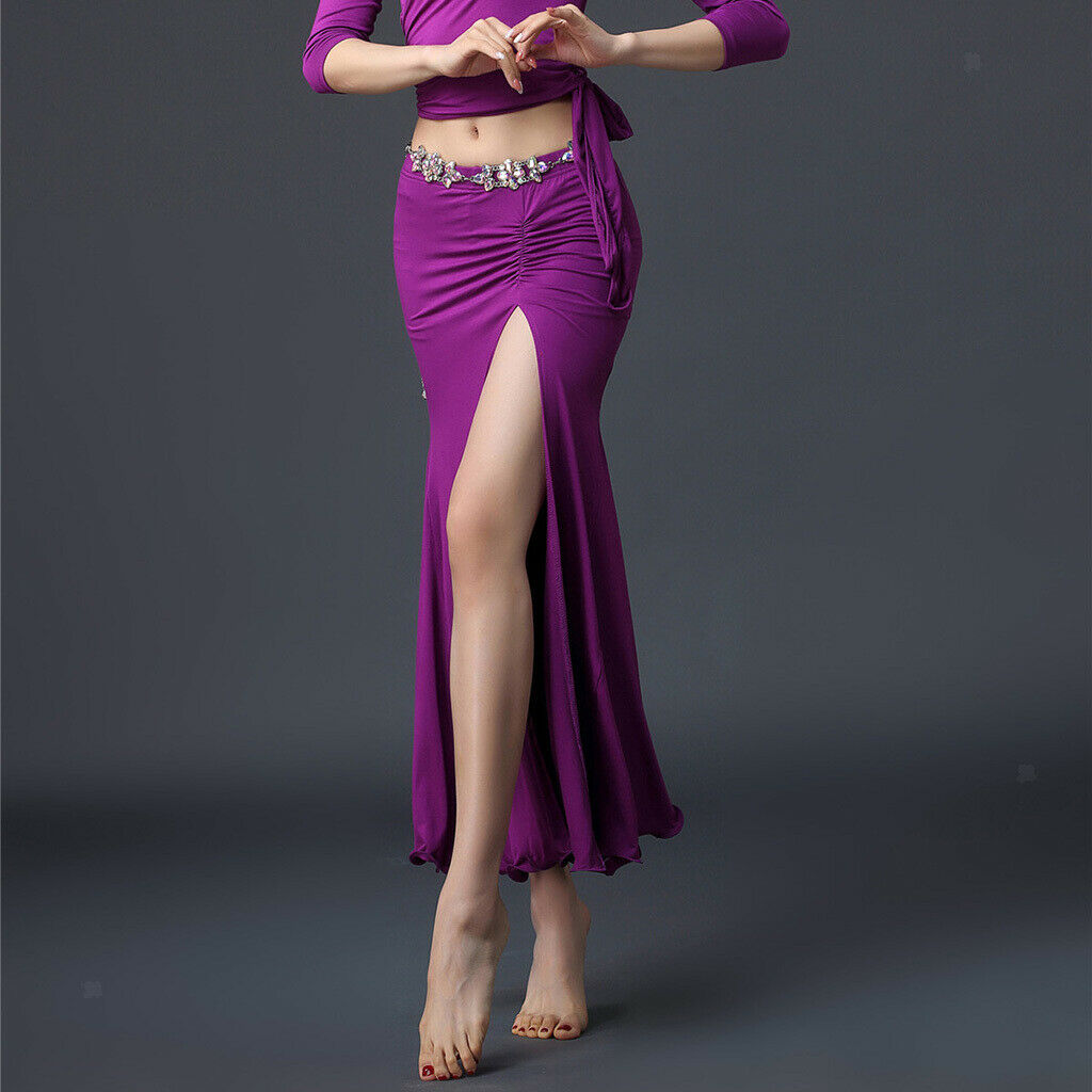 Lady Belly Dance Skirt Long Skirts Swing Dress Dance Costume Outfit Purple