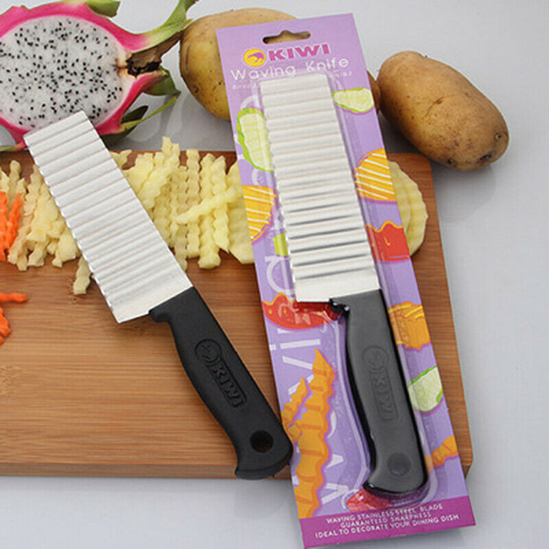 1Pcs Stainless Steel Potato Fruits Vegetable Cutter Kitchen tool Wave KnifeFCA