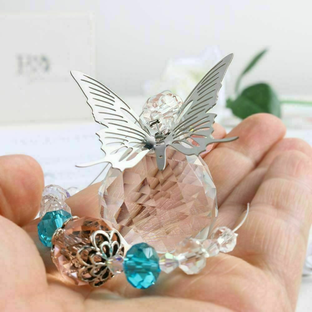 Crystal Prisms Ball Suncatcher Butterfly Hanging Ornament Home Car Pendant Decor