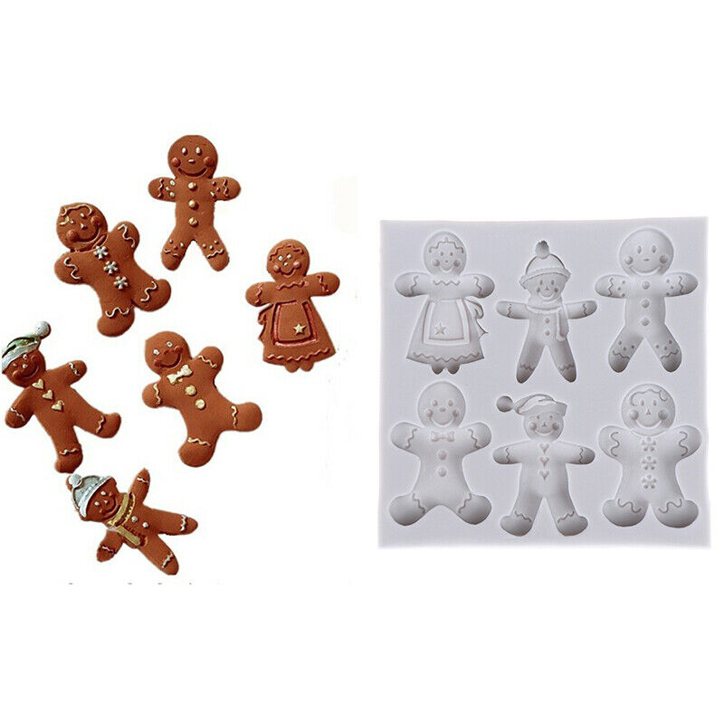 Aouke Gingerbread Man Christmas Series Silicone Mold Fondant Cake Chocolate M`DD