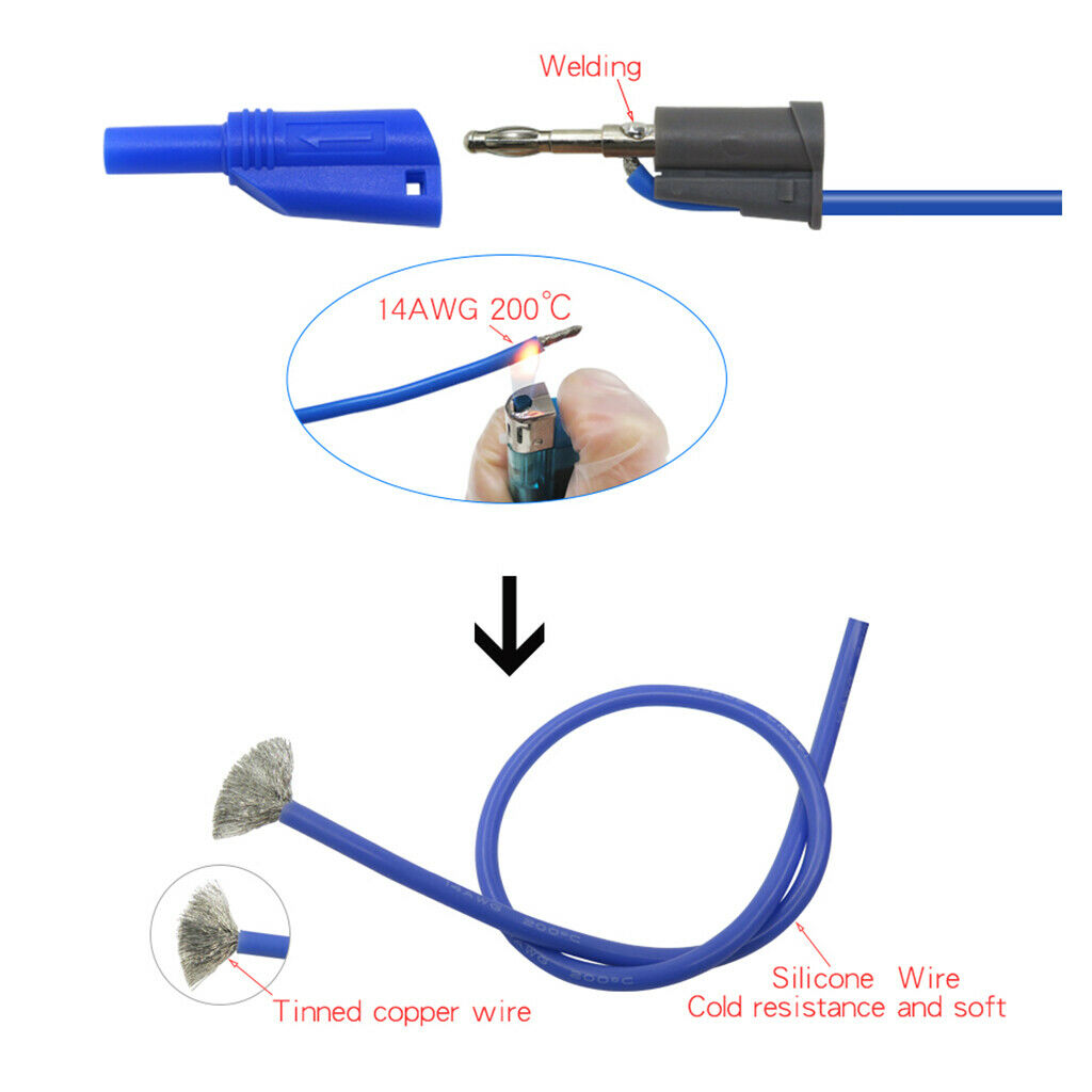 5pcs Banana Plug to Banana, Test Cable Lead Connector - Dual Tester Probe