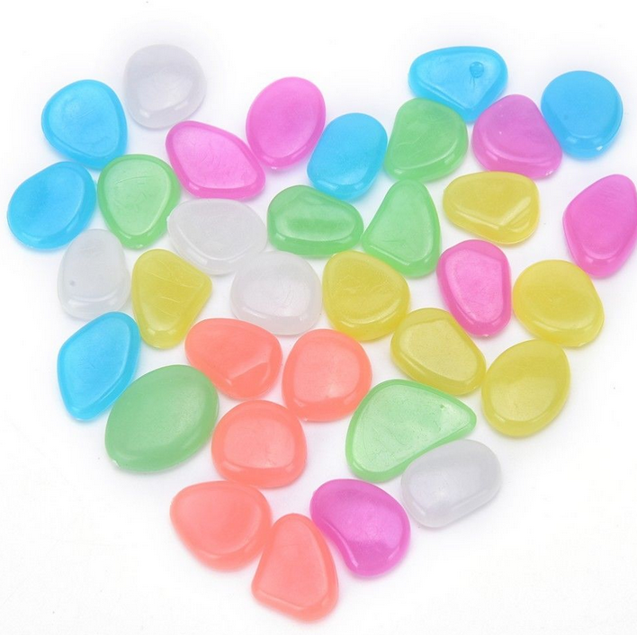 100PCS Glow in the Dark Luminous Pebbles Stones Fish Tank Aquarium Party Event