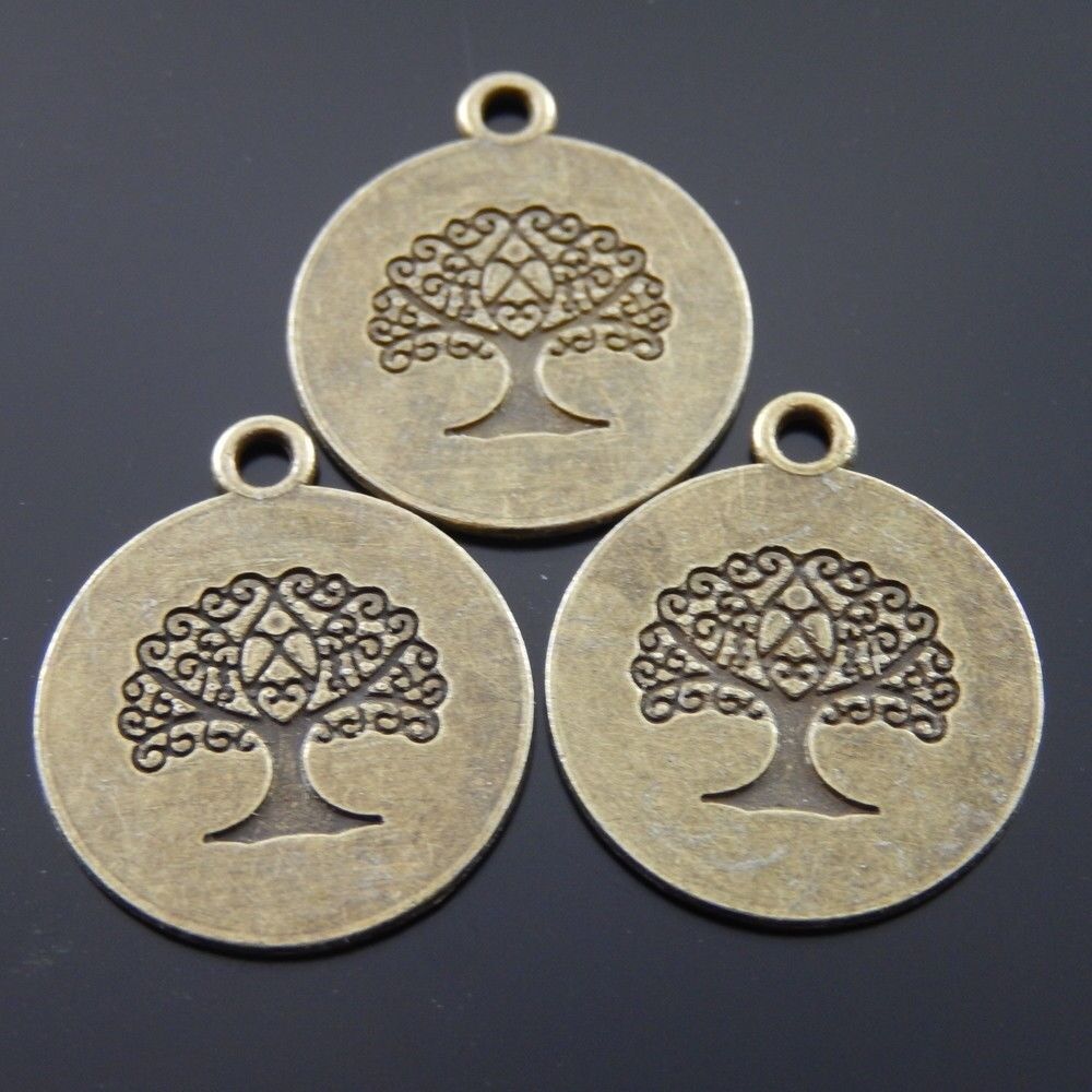 20 pcs Antiqued Bronze Life Tree Tag Charm Alloy For Bracelet Pendant DIY 19*1mm