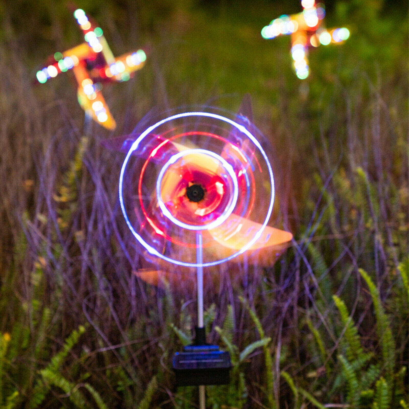 Solar Wind Spinner Light Garden Path Outdoor Yard Pinwheels Windmill Decor